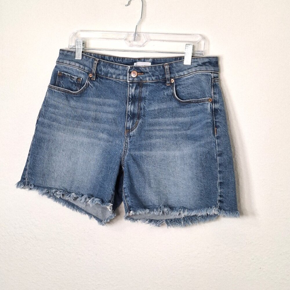 Ann Taylor Loft Bermuda Denim Shorts Sz 29 Frayed Cowgirl Western Rodeo - Picture 2 of 15